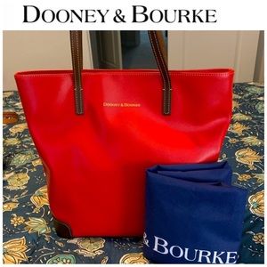 Dooney & Bourke Leather Everyday Tote RED/ Brown leather straps & trim. NWOT